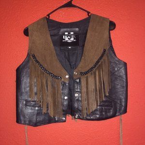 Vintage Unik Fringed Leather Vest Women's Medium